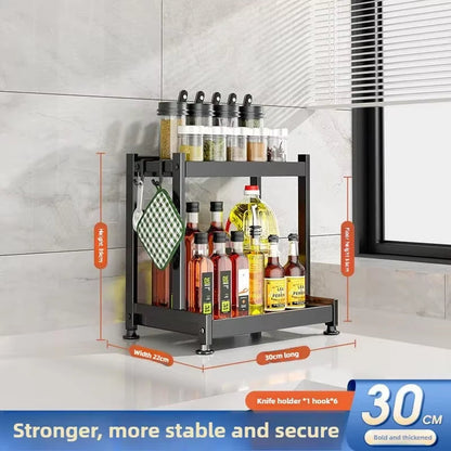 SpiceCraft™ Multi-Layer Kitchen Organizer – Countertop Seasoning Rack with Knife, Chopstick & Dish HolderKitchen Seasoning Rack Storage Rack Multi-Layer Dish Seasoning Rack Chopstick Knife Holder Countertop Multi-Functional Seasoning