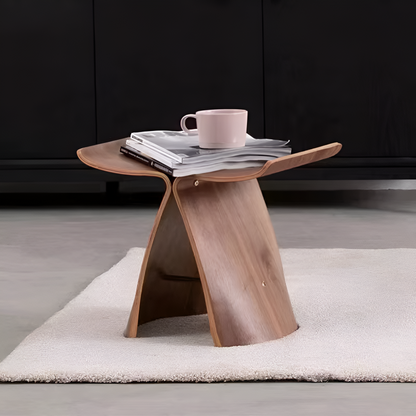 Curved Bentwood Stool – Stylish, Compact Ottoman for Any Space